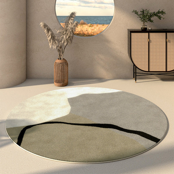 Tapis Rond Blanc Et Gris