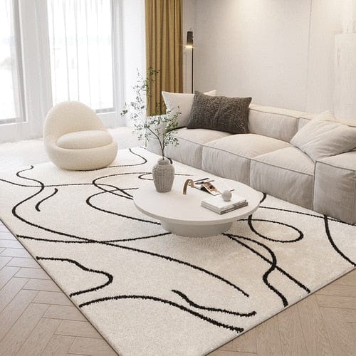 SAJDA TAPIS Tapis | Blanc Avec Ligne Noir